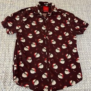 Denim and flower cool Santa shirt for Christmas